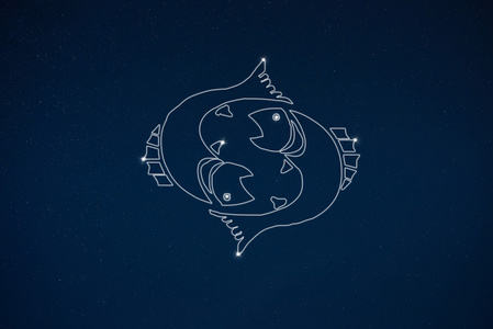 星座运势双鱼座星座运势星座双鱼座在黑暗的天空照片