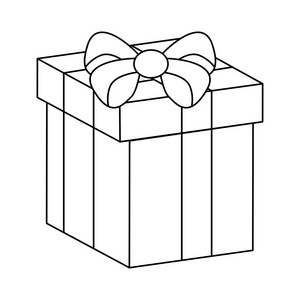 圣诞盒礼品图标轮廓符号设计。 向量