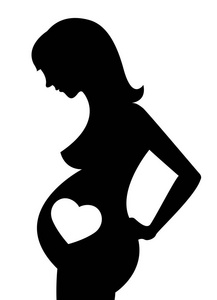 孕妇与心脏图标向量例证