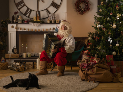 圣诞老人在家里照片