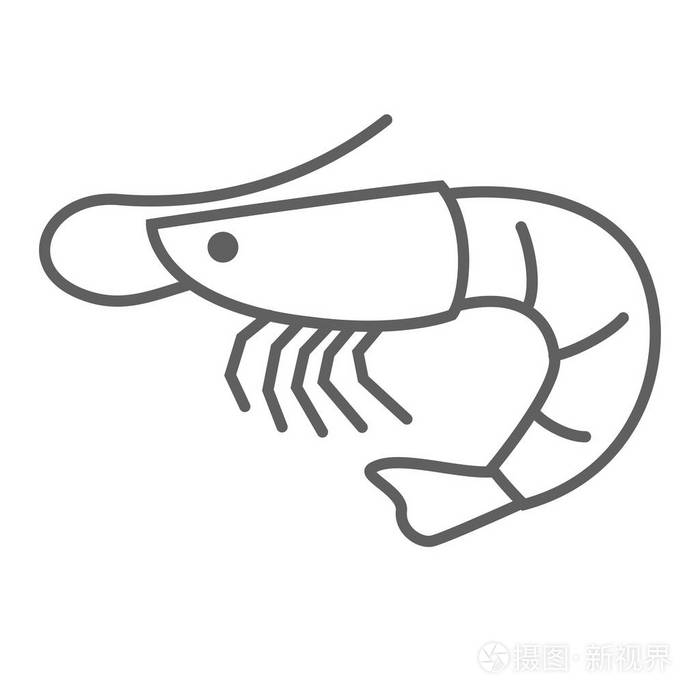 虾平面矢量图标插画