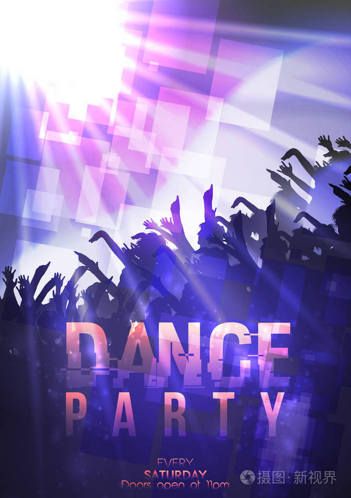 舞蹈晚会海报背景模板-矢量图