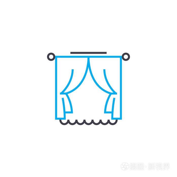 窗帘线形图标概念窗帘线矢量符号符号插图