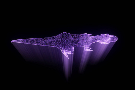 在全息图线框风格的恐龙龙。漂亮的 3d 渲染