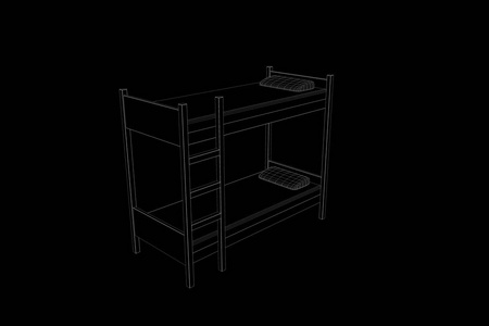 在全息图线框风格的床。漂亮的 3d 渲染