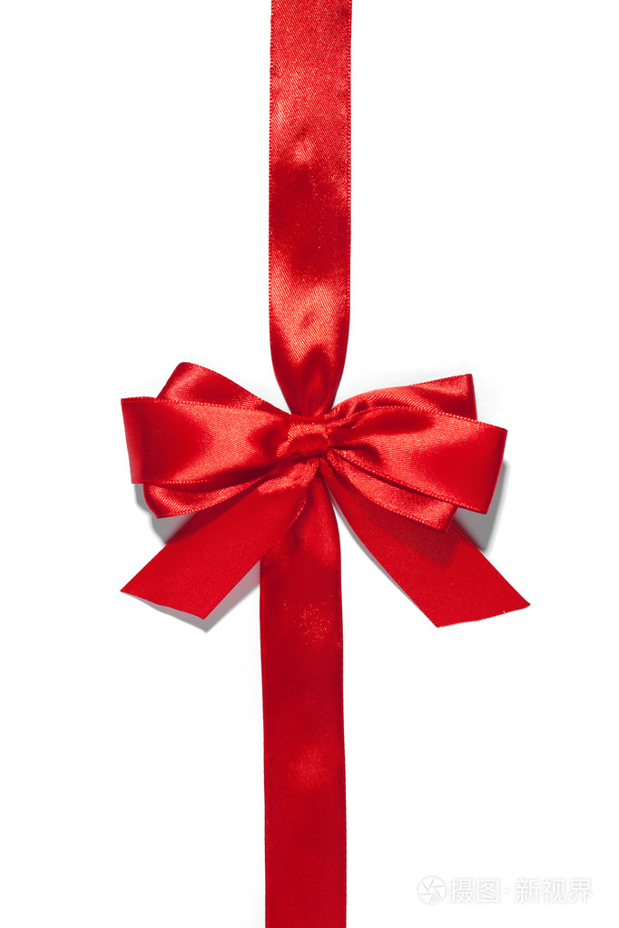 在白色背景上的红丝带蝴蝶结