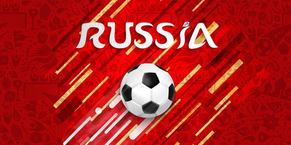 足球网横幅为特别橄榄球比赛。俄罗斯文本报价和球插图与喜庆的颜色背景。Eps10 矢量