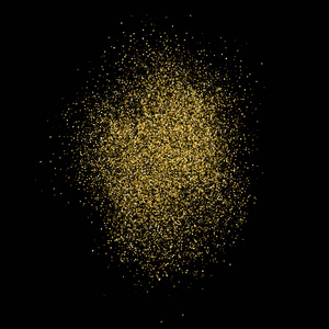金色亮片纹理上黑色孤立。琥珀色粒子颜色。喜庆的背景。金色的爆炸的五彩纸屑。矢量图，eps 10