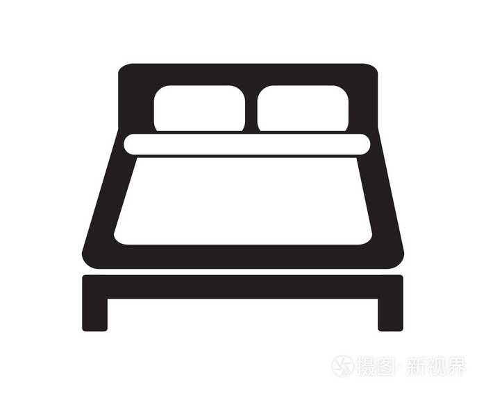 双人床图标简单黑白矢量酒店标志公寓睡眠概念