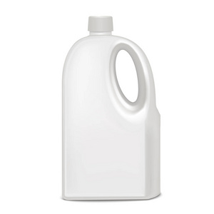 现实模板空白的白色塑料瓶。矢量