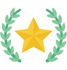 一枚花环明星奖章的平面图标设计成功