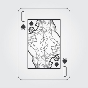 单扑克牌矢量 黑桃皇后照片