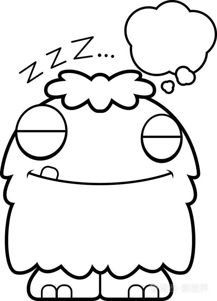 卡通蓬松的怪物在做梦插画-正版商用图片0og6ai-摄图新视界