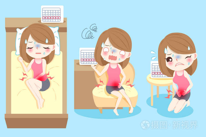 卡通女人与月经