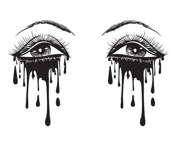 女人水汪汪的眼睛.在隔离背景动睫毛膏的眼睛照片