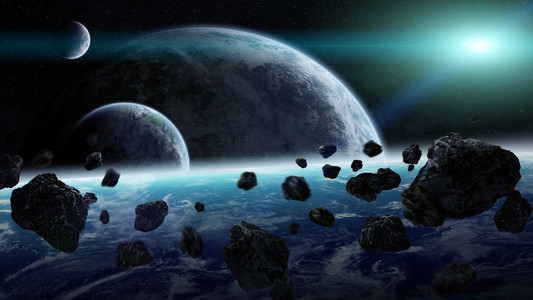 陨石撞击行星在空间上