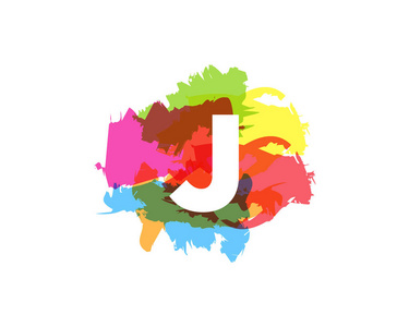 字母 j 彩色颜料描边图标徽标设计元素