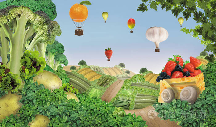 这奇妙的蔬菜和水果景观是理想的商店橱窗或杂货店内, 农场商店, 在