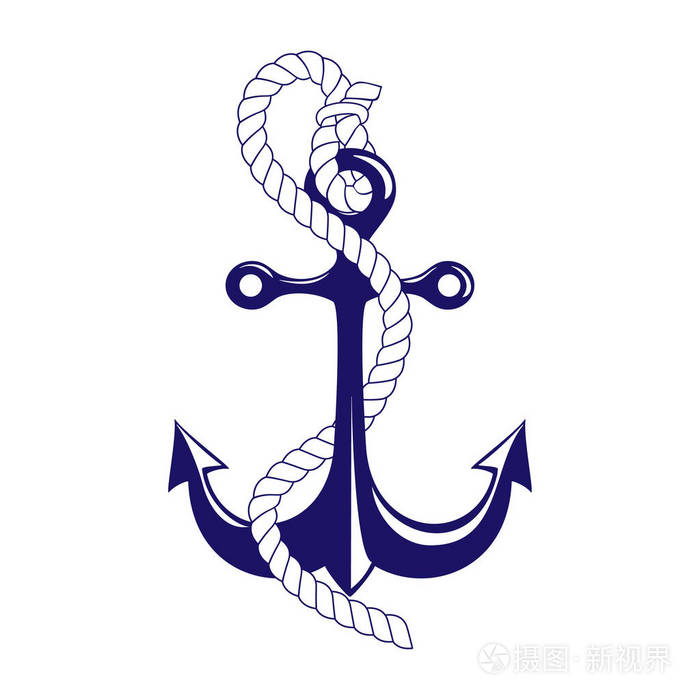 航海锚符号-白色背景上的矢量插图插画-正版商用图片0