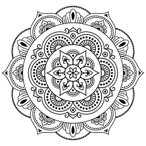 曼海蒂风格.在东方风格的装饰图案.着色书页照片