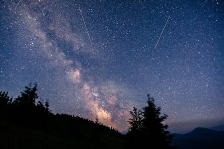 满天星空满天星斗的天空和可爱的银河照片