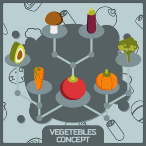 Vegetebles 颜色概念等距图标