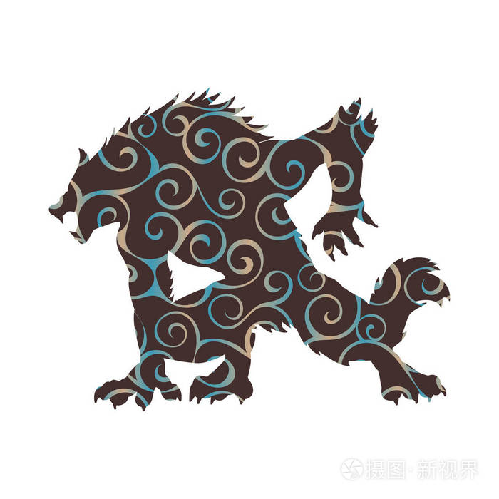 狼人图案剪影古代神话幻想插画 正版商用图片0ognpw 摄图新视界