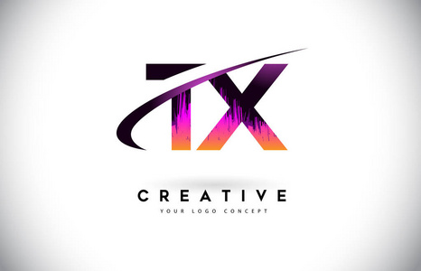 用紫色鲜艳的颜色设计的 tx t x 垃圾信件标志.cre照片