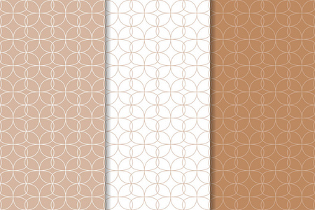 用于 web纺织品和墙纸的褐色和白色几何无缝图案
