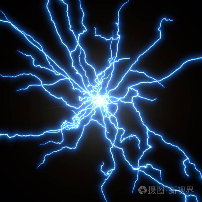 蓝色的电弧.3d 插图照片-正版商用图片0ogw71-摄图新视界