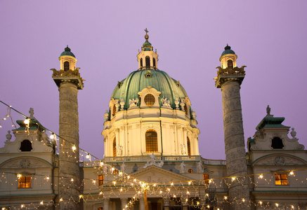 Karlskirche 圣查尔斯教会 维也纳 Wien，在圣诞节