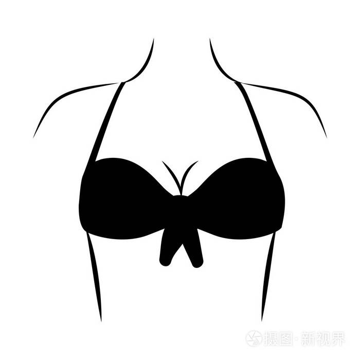 单色的泳装胸罩和顶部结在胸部的女人剪影插画-正版商用图片0oh2uc-摄