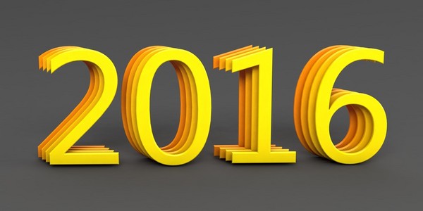 黄灰色的背景上的 2016 年.3d 渲染后的图像照片