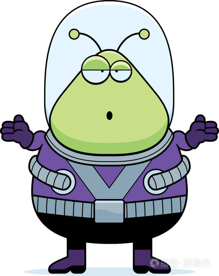 困惑的卡通外星人