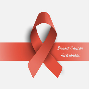 扭曲的红丝带乳腺癌癌症认识符号