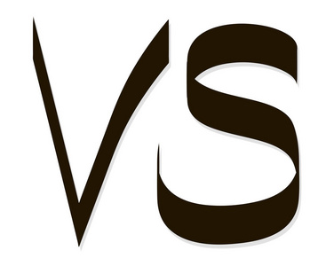 vs 字母矢量徽标图标书法手绘制孤立的白色背景与阴影