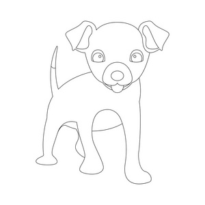 马犬幼犬狗幼犬矢量插图着色前侧绘图插画