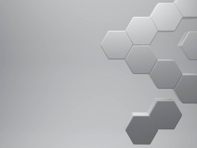 六角形 3d 抽象的灰色背景，渲染图