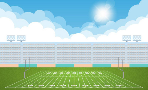 美国足球竞技场领域与天设计。矢量照明