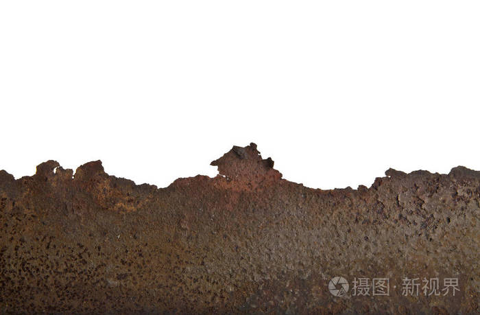 白色背景上孤立的生锈铁