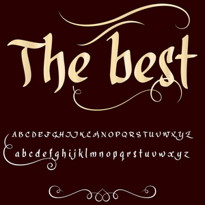 手绘字体集命名为最好的画笔，画中人物小写和大写你的设计的手写的手写体字体排版字母表