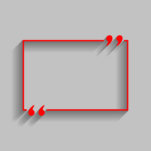 文本报价标志。矢量。与软阴影在灰色的背景上的红色图标