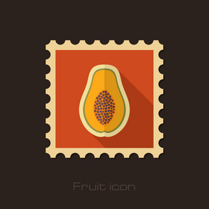 木瓜平邮票。热带水果矢量