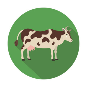 可爱的母牛在绿色背景。矢量插图