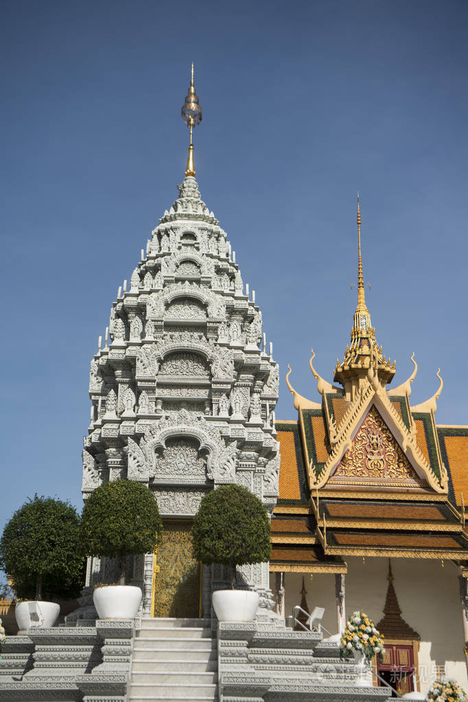 柬埔寨金边市皇宫银塔西哈努克国王的佛塔