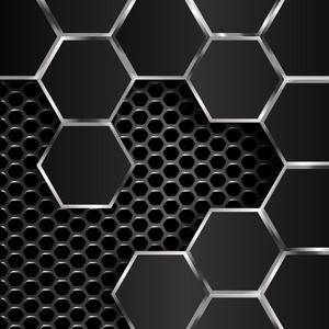 黑色的金属板六角形的几何图案