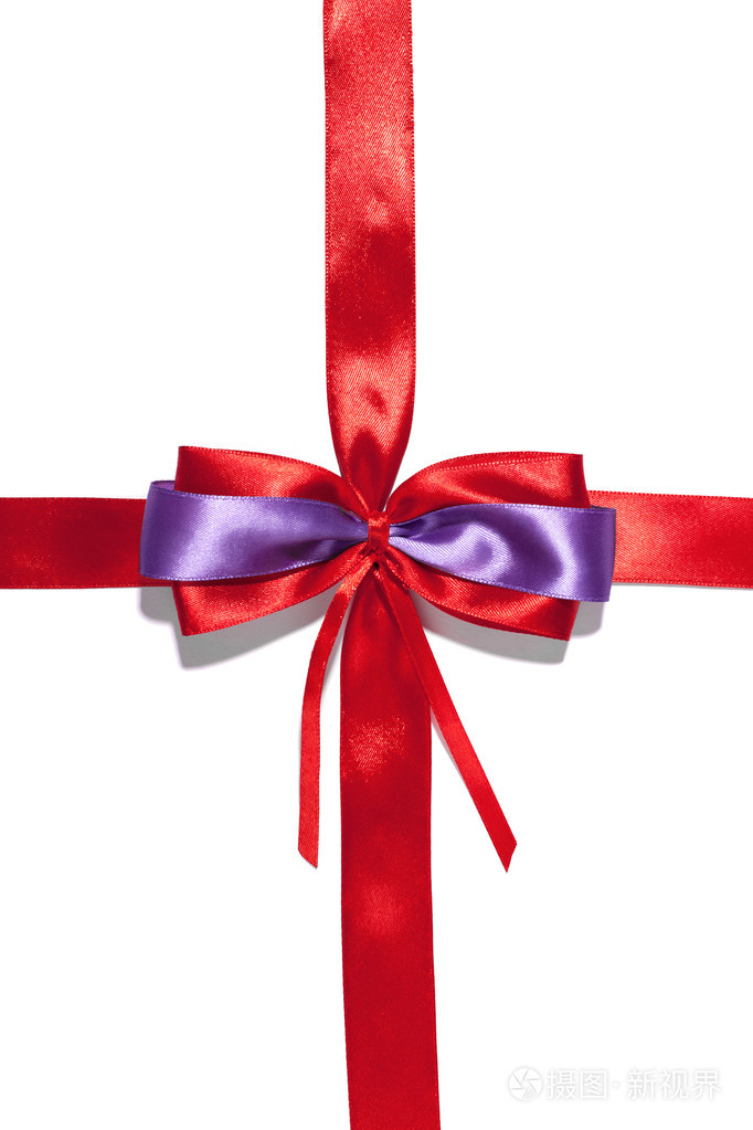 在白色背景上的红丝带蝴蝶结