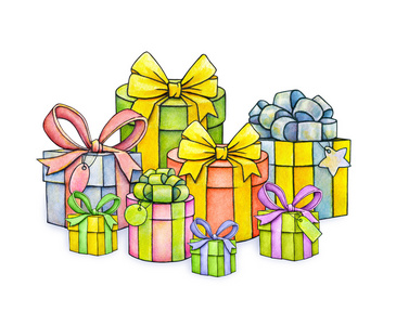 无缝模式与水彩鹿在圣诞帽,宝贝鹿和礼品盒水彩生日装饰卡与信封