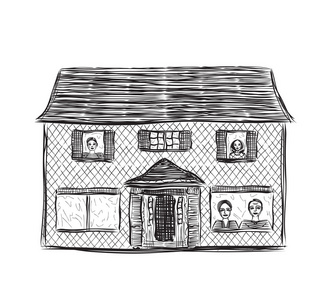 绘图的房子素描