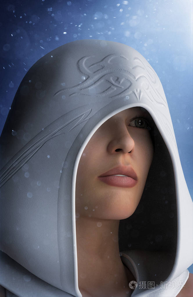 梦幻女郎肖像3d渲染插图